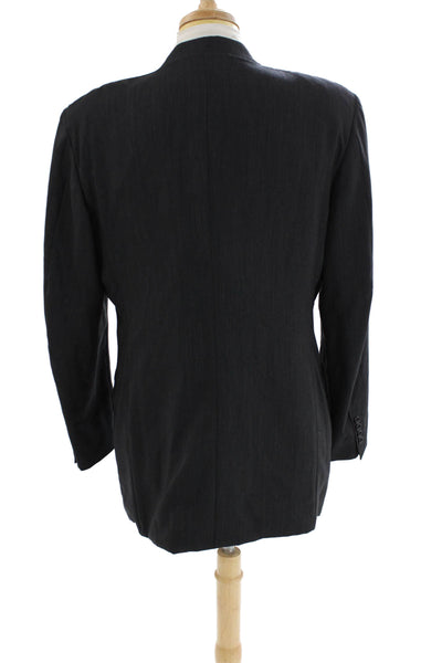 Canali Mens Three Button Wide Lapel Blazer Black Wool Size EUR 54 Regular
