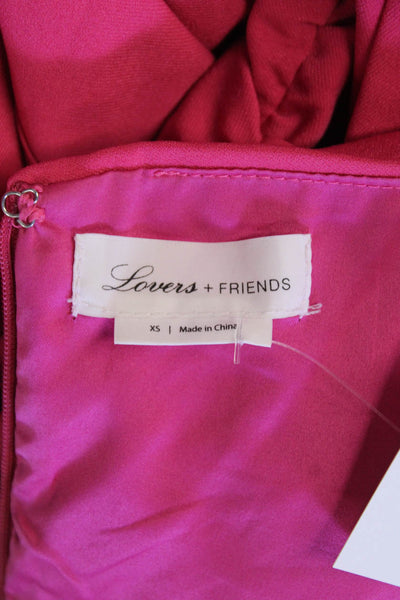 Lovers + Friends Womens Ruched Cut Out Zip Up Sleeveless Jumpsuit Pink Size XS