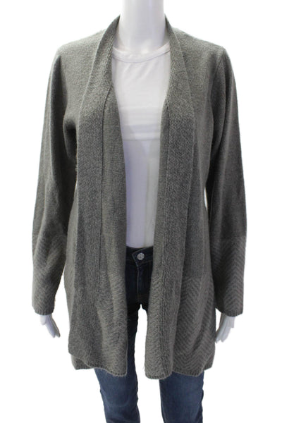 Karen Scott Womens Long Sleeve Open Front Knit Cardigan Sweater Gray Size Large