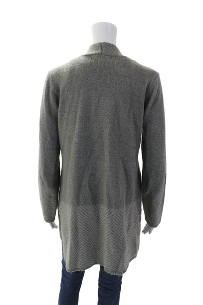 Karen Scott Womens Long Sleeve Open Front Knit Cardigan Sweater Gray Size Large