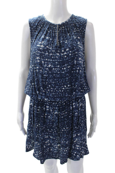 Soft Joie Womens Tie Dye Print V-Neck Sleeveless Mid-Calf Dress Navy Size M