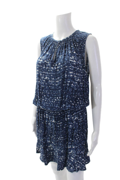 Soft Joie Womens Tie Dye Print V-Neck Sleeveless Mid-Calf Dress Navy Size M