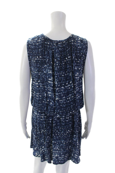 Soft Joie Womens Tie Dye Print V-Neck Sleeveless Mid-Calf Dress Navy Size M