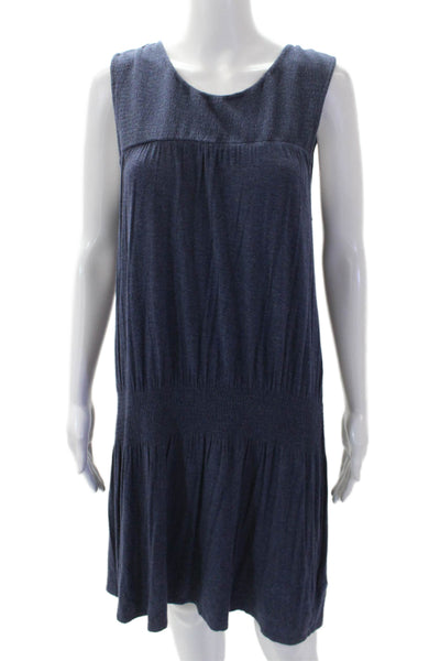 Soft Joie Womens Stretch Ruched Round Neck Sleeveless Tiered Dress Navy Size S