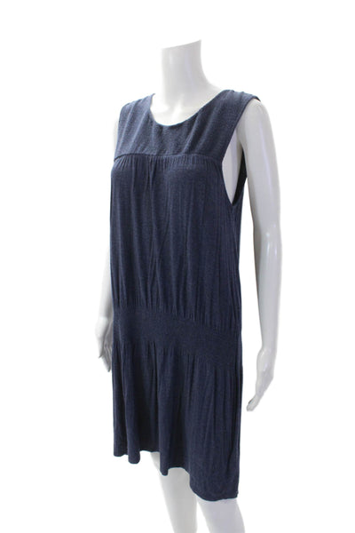 Soft Joie Womens Stretch Ruched Round Neck Sleeveless Tiered Dress Navy Size S