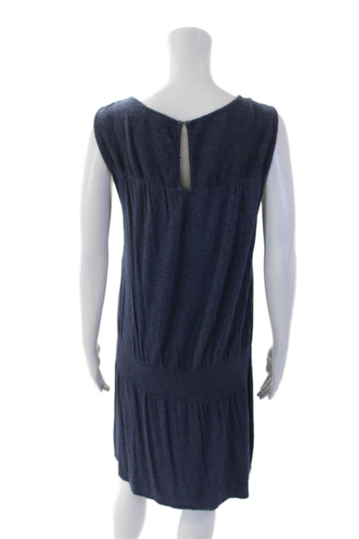 Soft Joie Womens Stretch Ruched Round Neck Sleeveless Tiered Dress Navy Size S