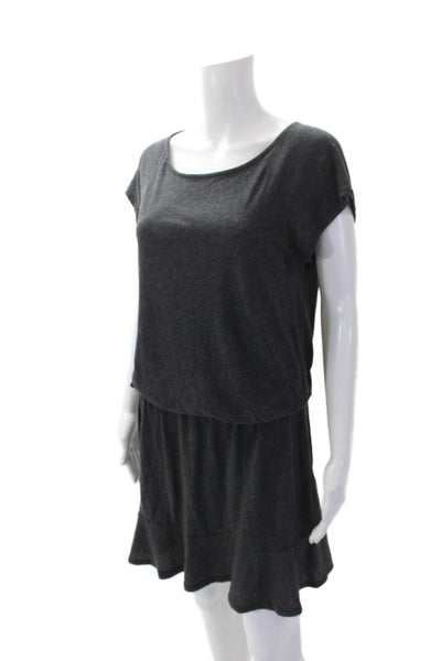Soft Joie Womens Solid Cotton Blend Round Neck Short Sleeve Dress Gray Size M