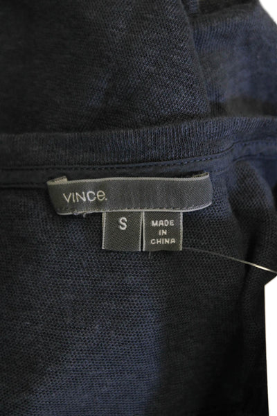 Vince Womens Linen Cut Out Round Neck Pullover Tank Top Blouse Navy Size 2