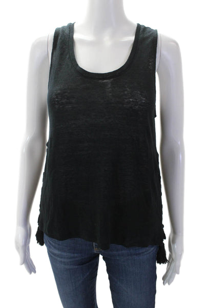 Generation Love Womens Linen Tassel Detail Pullover Tank Top Black Size S