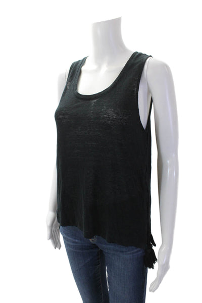 Generation Love Womens Linen Tassel Detail Pullover Tank Top Black Size S