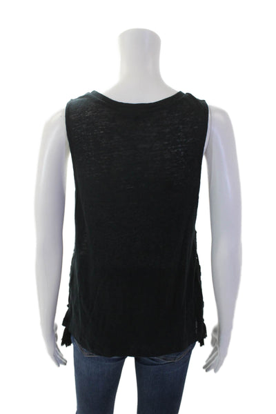 Generation Love Womens Linen Tassel Detail Pullover Tank Top Black Size S