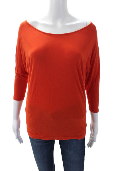 Vince Womens Round Neck Long Sleeve Casual Lined Shirt Red Size XS