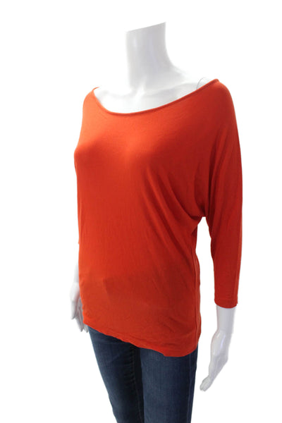 Vince Womens Round Neck Long Sleeve Casual Lined Shirt Red Size XS