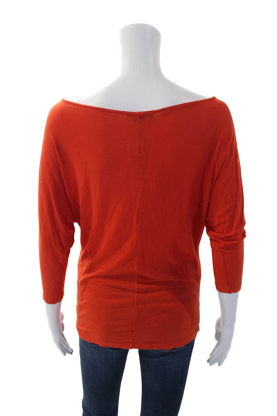 Vince Womens Round Neck Long Sleeve Casual Lined Shirt Red Size XS
