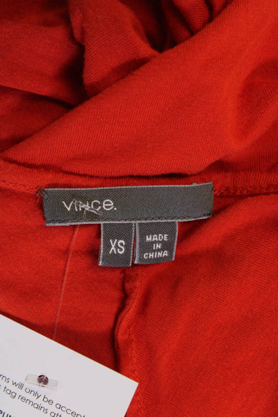 Vince Womens Round Neck Long Sleeve Casual Lined Shirt Red Size XS