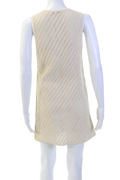 Zara Womens Sleeveless Open Knit Colorblock Shift Dress Multi Size S