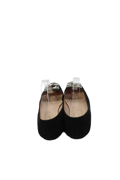 FS/NY Womens Textured Suede Squared Toe Slip On Flats Black Size 9.5