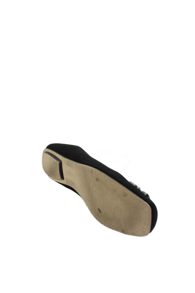 FS/NY Womens Textured Suede Squared Toe Slip On Flats Black Size 9.5