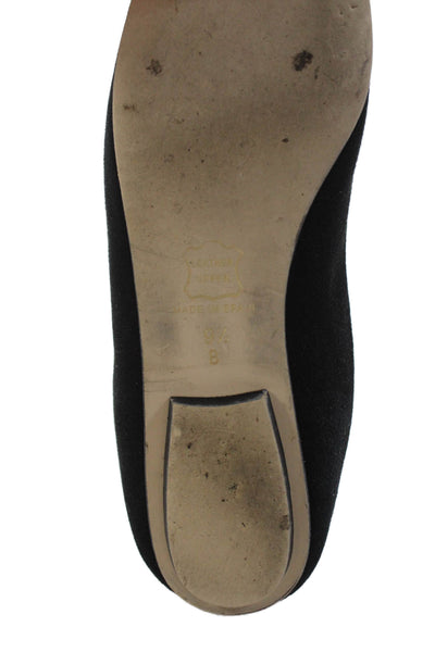 FS/NY Womens Textured Suede Squared Toe Slip On Flats Black Size 9.5