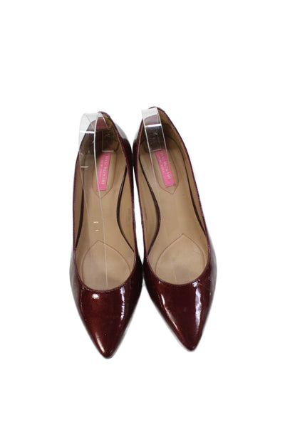 Isaac Mizrahi New York Womens Patent Leather Pointed Toe Kitten Heels Red Size 8