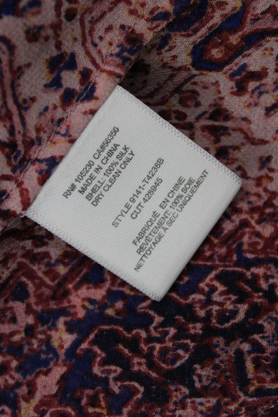 Joie Womens Sleeveless V Neck Abstract Silk Top Blouse Pink Navy Size Small