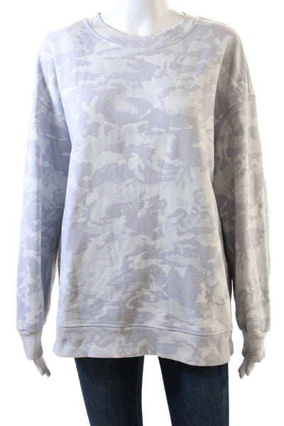 Lululemon Womens Long Sleeve Crew Neck Camouflage Sweatshirt Gray Cotton Size 8
