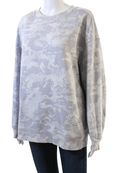 Lululemon Womens Long Sleeve Crew Neck Camouflage Sweatshirt Gray Cotton Size 8