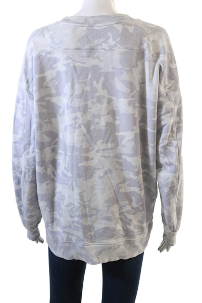 Lululemon Womens Long Sleeve Crew Neck Camouflage Sweatshirt Gray Cotton Size 8