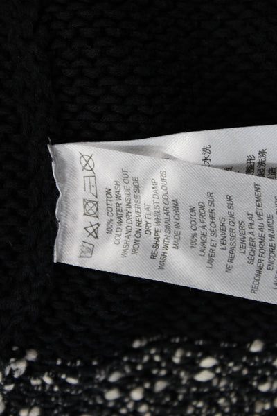 French Connection Womens Long Sleeve Scoop Neck Sweater Black White Cotton XS