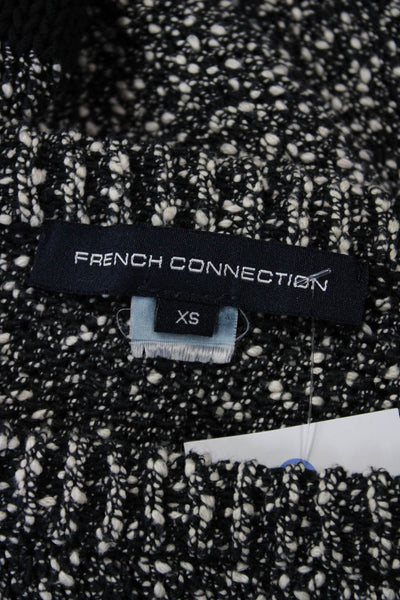 French Connection Womens Long Sleeve Scoop Neck Sweater Black White Cotton XS