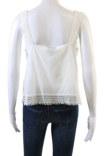 Who What Wear Womens Sleeveless Scoop Neck Eyelet Top White Cotton Size Medium