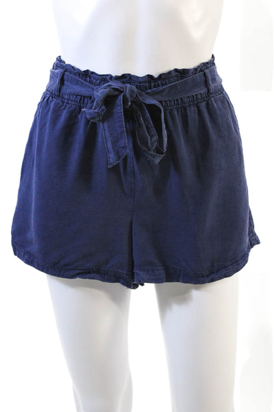 Sanctuary Womens Elastic Waistband Belted Short Shorts Navy Blue Size Large
