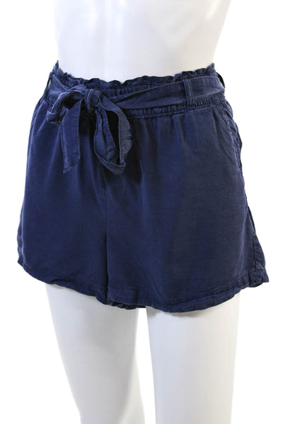 Sanctuary Womens Elastic Waistband Belted Short Shorts Navy Blue Size Large