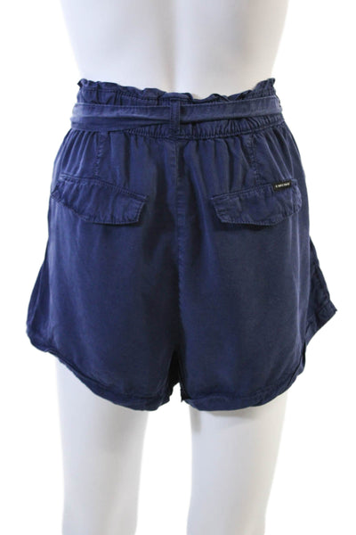 Sanctuary Womens Elastic Waistband Belted Short Shorts Navy Blue Size Large