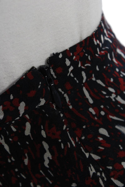 Joie Womens Side Zip Abstract Silk Tiered Midi Skirt Navy Red White Size 6