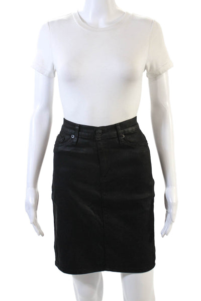Hudson Womens Denim Knee Length Mattie Pencil Skirt Black Cotton Size 28