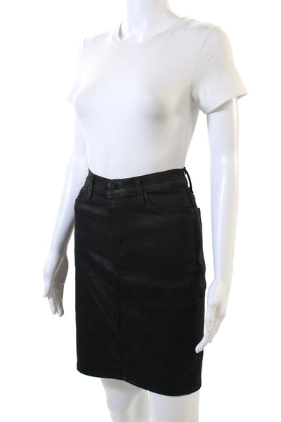 Hudson Womens Denim Knee Length Mattie Pencil Skirt Black Cotton Size 28
