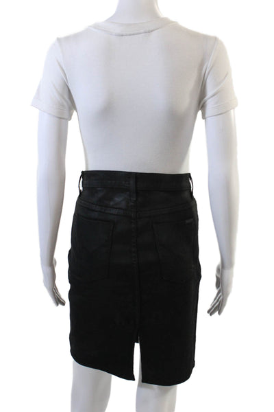 Hudson Womens Denim Knee Length Mattie Pencil Skirt Black Cotton Size 28