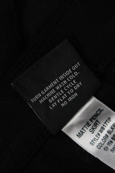 Hudson Womens Denim Knee Length Mattie Pencil Skirt Black Cotton Size 28