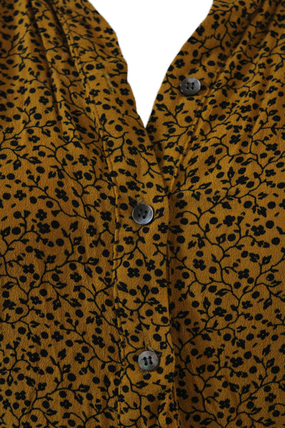 Whistles Womens Floral Print A Line Belted Maxi Dress Yellow Black Size Size 4