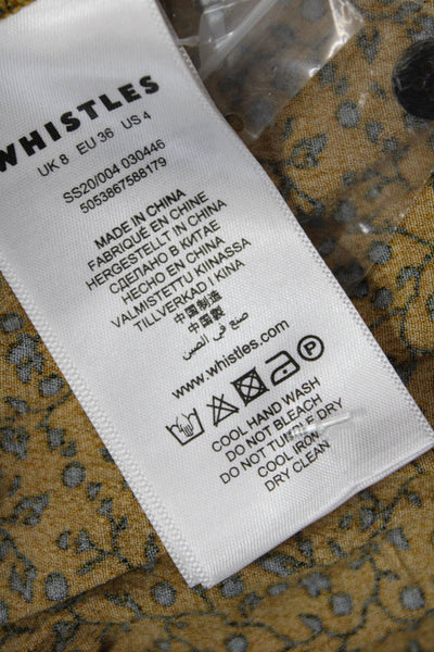 Whistles Womens Floral Print A Line Belted Maxi Dress Yellow Black Size Size 4