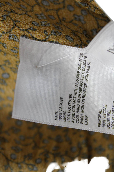 Whistles Womens Floral Print A Line Belted Maxi Dress Yellow Black Size Size 4