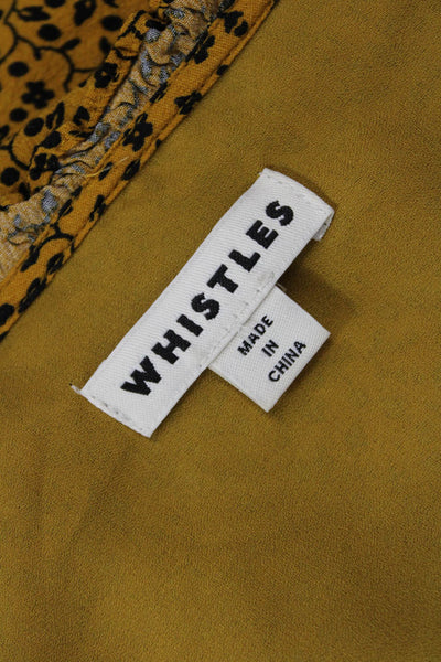 Whistles Womens Floral Print A Line Belted Maxi Dress Yellow Black Size Size 4