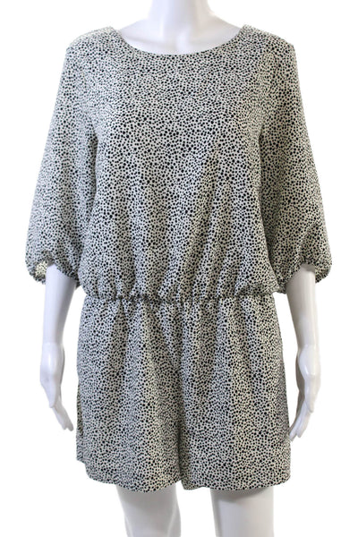Zara Basic Womens Animal Print Long Sleeves Romper White Black Size Large
