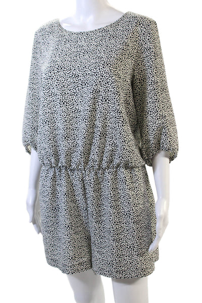 Zara Basic Womens Animal Print Long Sleeves Romper White Black Size Large