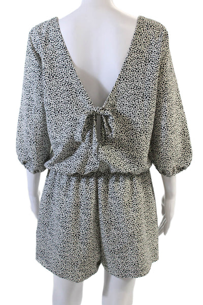 Zara Basic Womens Animal Print Long Sleeves Romper White Black Size Large