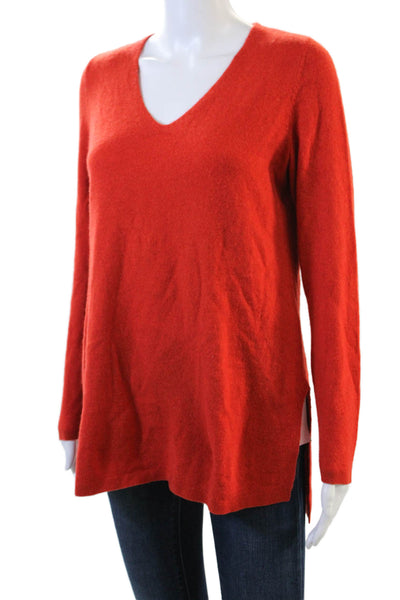 Eileen Fisher Womens Cashmere Long Sleeves V Neck Sweater Orange Size Extra Smal