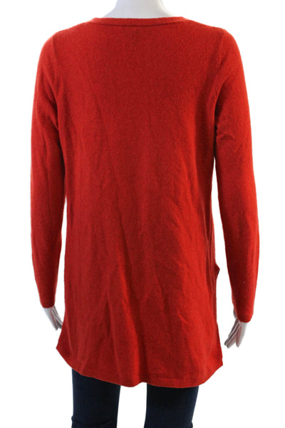 Eileen Fisher Womens Cashmere Long Sleeves V Neck Sweater Orange Size Extra Smal
