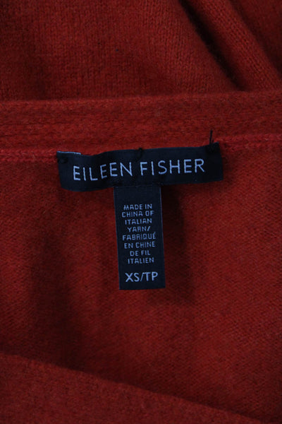 Eileen Fisher Womens Cashmere Long Sleeves V Neck Sweater Orange Size Extra Smal