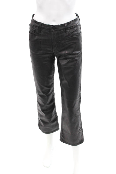 J Brand Womens Zipper Fly High Rise Coated Straight Leg Jeans Black Size 27